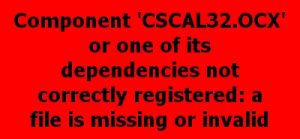 CSCAL32.OCX Error