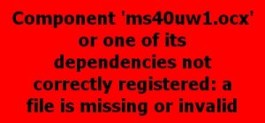 Ms40uw1.ocx error